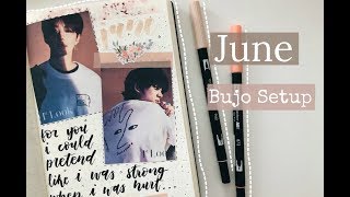 June 2018 Monthly Spread Plan with me  Kpop Bullet Journal [upl. by Corbie]