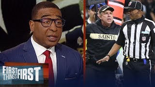 Cris Carter reacts to the controversial noncall in Saints loss to Rams  NFL  FIRST THINGS FIRST [upl. by Aseret]