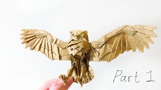 Origami BLAKISTON’S Fish Owl tutorial PART 1 [upl. by Aivatal]