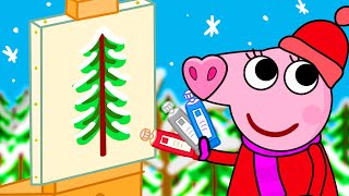 Peppa Pig painting Christmas tree cartoon peppapig [upl. by Maccarone304]