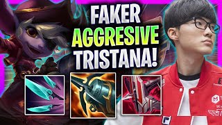 FAKER IS SO AGGRESIVE TRISTANA MID  T1 Faker Plays Tristana Mid vs Yasuo  Season 2024 [upl. by Aimahs686]