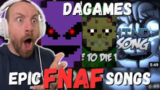 LISTENING to DAGames FNAF Songs Im the Purple Guy Its Time to Die Left Behind REACTION [upl. by Htebasil424]