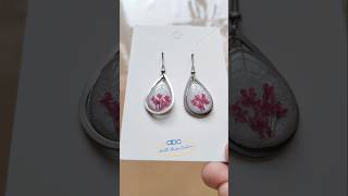 Natural flower earrings 🌸 Resin earrings 💖 resinjewelry resinearrings resincrafts resintutorial [upl. by Goldy2]