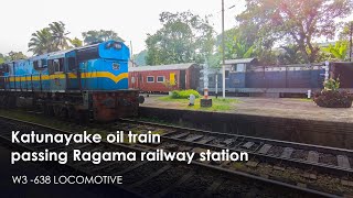 Oil train passing Ragama railway station  W3 638 Locomotive  CTJSL [upl. by Miharba]