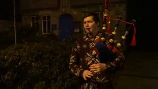 Scottish Bagpipes Music On Hogmanay In Scotland [upl. by Aenitsirhc660]