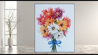 ACRYLIC How to paint flower bouquet Easy Step by StepMariArtHome [upl. by Uon]