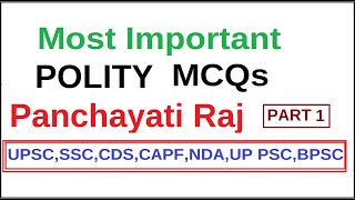 Most Important Polity MCQs PANCHAYATI RAJ  UPSC SSC RRB CDS CAPF [upl. by Sidky]