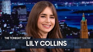 Lily Collins Planned Her Wedding While Shooting Windfall  The Tonight Show Starring Jimmy Fallon [upl. by Eirrem]