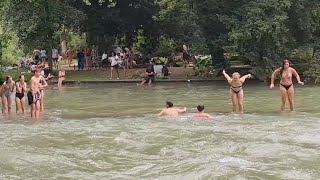 beautiful City Sunbathing Swimming in Englisch Garten munich Germany video vlog amazing [upl. by Naujahs]