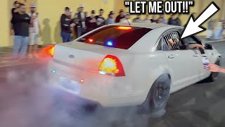 COP CAR DOING BURNOUTS WITH SOMEONE IN THE BACK [upl. by Lemak]