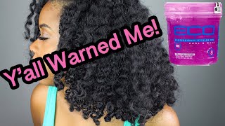 YALL WERE NOT LYING  My Eco Pink Gel Wash n Go [upl. by Nosna937]