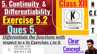 Exercise 52 Class 12 Maths Q5 differentiation class12 [upl. by Rhody]