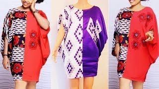 How to make a Kaftan dress short gown  kaftan top with African fabric  cutting and sewing [upl. by Vergil]