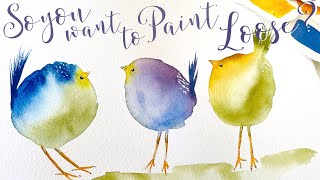 How to Paint Cute Colorful Birds for Beginners  Easy Tutorial to Master Loose Watercolor Painting [upl. by Allayne]