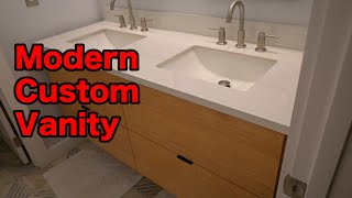 DIY Floating Vanity Install  Quarter Sawn White Oak Part 2 in Bathroom Remodel Series [upl. by Hsaniva560]