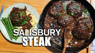 The Best Salisbury Steak Smothered in Gravy  Rough Cooking Recipe [upl. by Enelrahc]