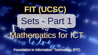 Sets Part1  FITUCSC Maths [upl. by Gregg]