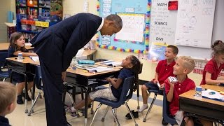 President Obama Talks with FirstGraders at Tinker Elementary School [upl. by Chavaree556]