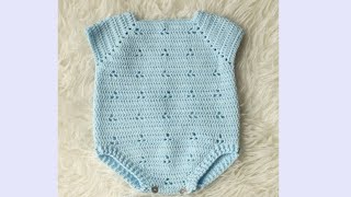 BABY ROMPER A CROCHET PATRÓN  PASO A PASO  TEJIDO A CROCHET O GANCHILLO  3 A 6 MESES [upl. by Adan291]