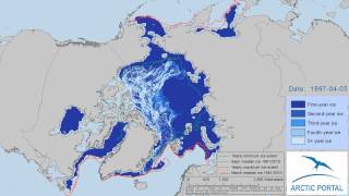 Arctic sea ice age and minmaxmedian 19792015 [upl. by Mairym]