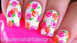 Neon Floral Nail Art Tutorial [upl. by Idisahc]