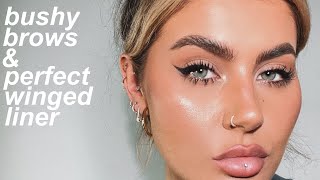 FULL BUSHY BROWS amp EASY EYELINER  MAKEUP TUTORIAL  JAMIE GENEVIEVE [upl. by Leong692]