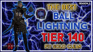 Best Ball Lightning Sorc Build Pit 140 Clear  Season 5 Diablo 4 [upl. by Adnah]