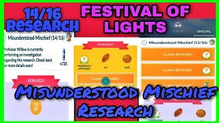 Festival Of Lights Pokemon Go  Misunderstood Mischief 1416 Research  1616 Completed [upl. by Adnohsar]