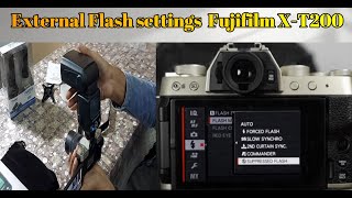 Flash settings Fujifilm XT200 How you can connect external flash infomorebox [upl. by Eidac]