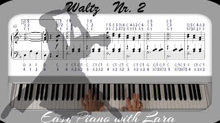 Waltz 2  Shostakovich  Piano Tutorial  Letter Notes [upl. by Placeeda180]