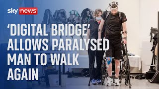 Paralysis Breakthrough The digital bridge that helped a paralysed man walk again [upl. by Anayhd]