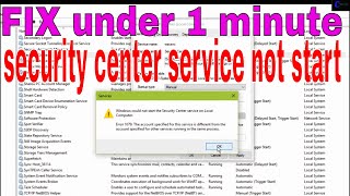 Solve windows Security center service could not started [upl. by Kelci]