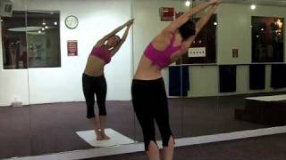 Bikram Yogas Half Moon Posture with Hands to Feet [upl. by Swanhilda]