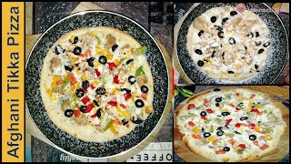 Afghani Chicken Tikka Pizza  No Oven Pizza  Quick Pizza  Cheese Pizza  Tawa Pizza  Pan Pizza [upl. by Alyehc]