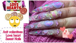 Encapsulated glitter hearts acrylic extendos [upl. by Kcerred]