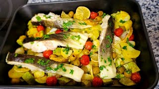 Bacalao al Horno con Verduras Receta Saludable y Deliciosa [upl. by Ainak]