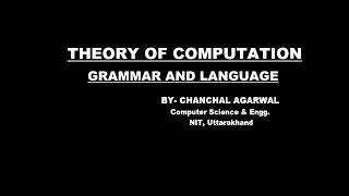 GRAMMAR AND LANGUAGE PART1  THEORY OF COMPUTATION [upl. by Nehte61]