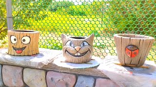 Flowerpot made from cement DIY garden craft ideas [upl. by Hakon]