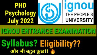 IGNOU PHD ADMISSION 2022 PsychologyPsychology PHD admission 2022Ignou psychology PHD entrance exam [upl. by Atel428]