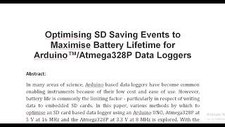 Optimising SD Saving Events to Maximise Battery Lifetime for Arduino™Atmega328P Data Loggers [upl. by Volding]