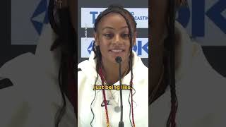 ShaCarri Richardson talking about Shelly Ann Fraser Pryce trackandfield shorts [upl. by Trilley455]