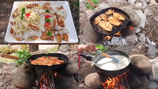 Chicken Alfredo Fettuccine Recipe Outdoor Cooking  ASMR Video [upl. by Karney]