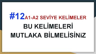 12 A1A2 Seviye Mutlaka Bilinmesi Gereken İngilizce Kelimeler Liste 12 [upl. by Nani959]