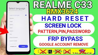 realme c33 factory reset amp frp bypass  Rmx3624 google account bypass without pc [upl. by Nowaj]