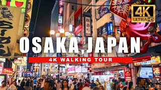 🇯🇵 JAPAN OSAKA NIGHT WALK 🐙 DOTONBORI FOOD STREET 4K HDR  60 fps [upl. by Enneillij]