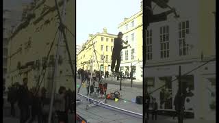 ViolinistRopewalker  Amazing Street Musician streetperfomance tricks violin shorts [upl. by Elleivap]