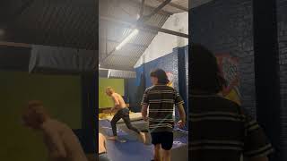 Trampoline backflip gone wrong Josh Molloys leg trapped in shocking incident [upl. by Akinhoj]