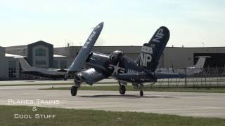 2012 Navy F4U Corsair start up and taxi  pure sound [upl. by Hannad]