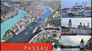 Passau  scenic Three River City in Bavaria near GermanyAustria border with prominent Cathedral [upl. by Leelahk]