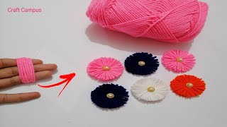 Woolen Flower Making  How To Make Flower  Easy Woolen Flower Craft Ideas  DIY Craft Ideas [upl. by Africah]